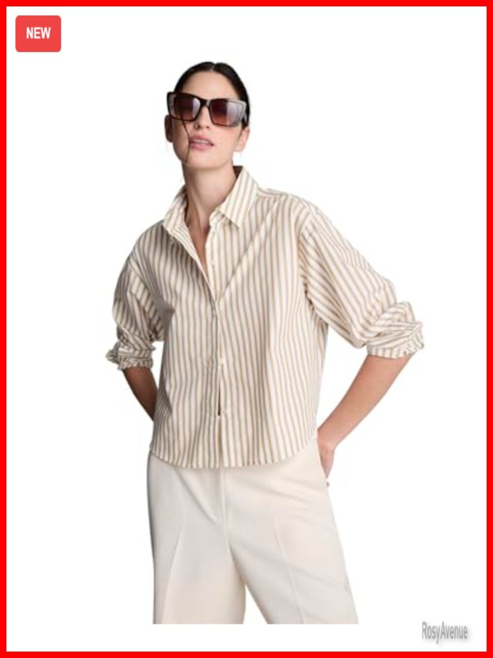 Long Sleeve Pinstripe Cotton Button Down Shirt Collared Business Casual
